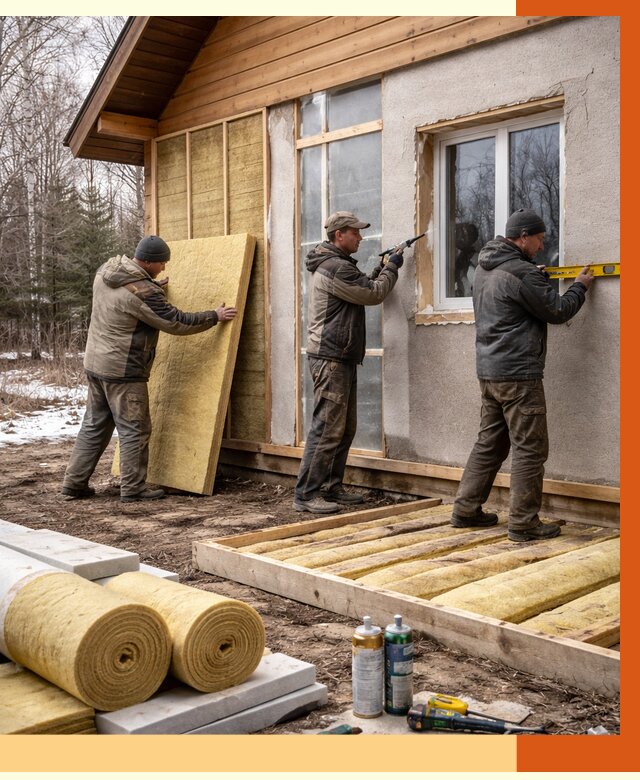 Утепление дачного дома в Спасске-Дальнем от 4915 руб/м2 — недорого | ТепломастерСпс