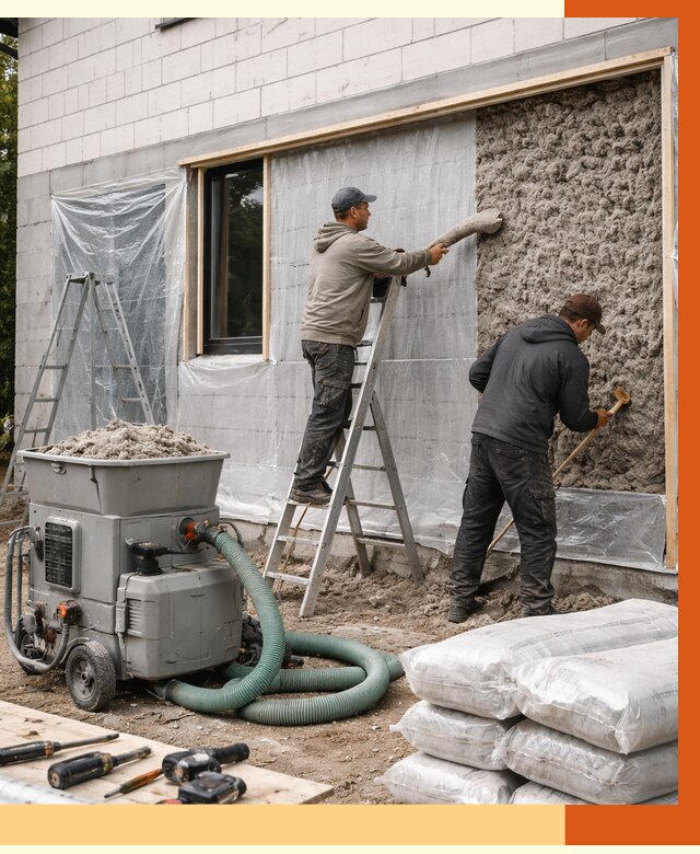 Утепление дома из газобетона эковатой в Спасске-Дальнем от 4656 руб./м2 | ТепломастерСпс