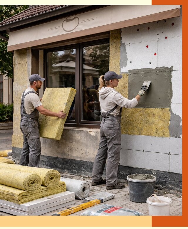 Утепление кафе в Спасске-Дальнем от 4346 руб/м2 — комплексно под ключ | ТепломастерСпс